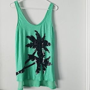 Express hi low palm tree tank top